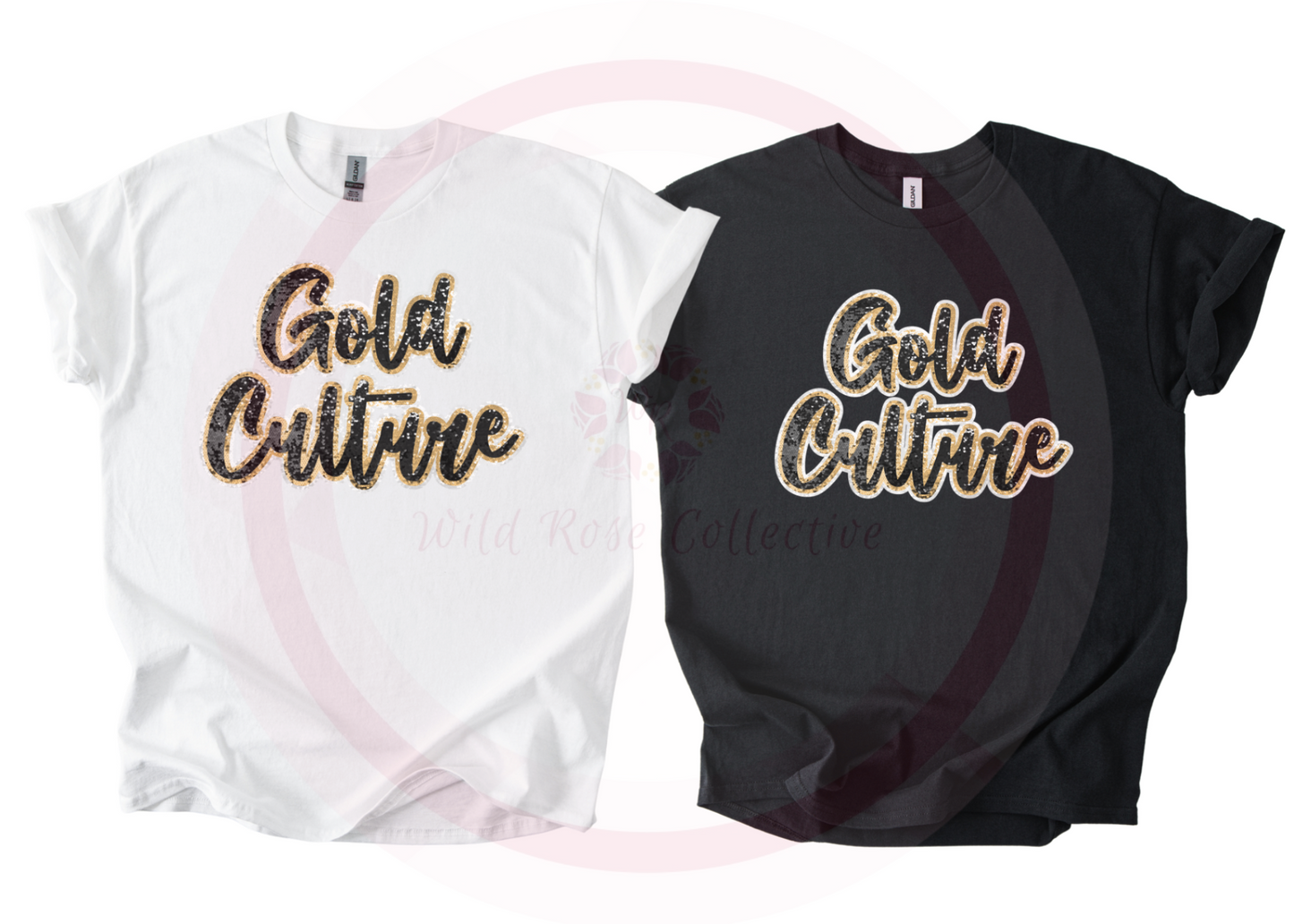 Faux Sequins Gold Culture Tshirt