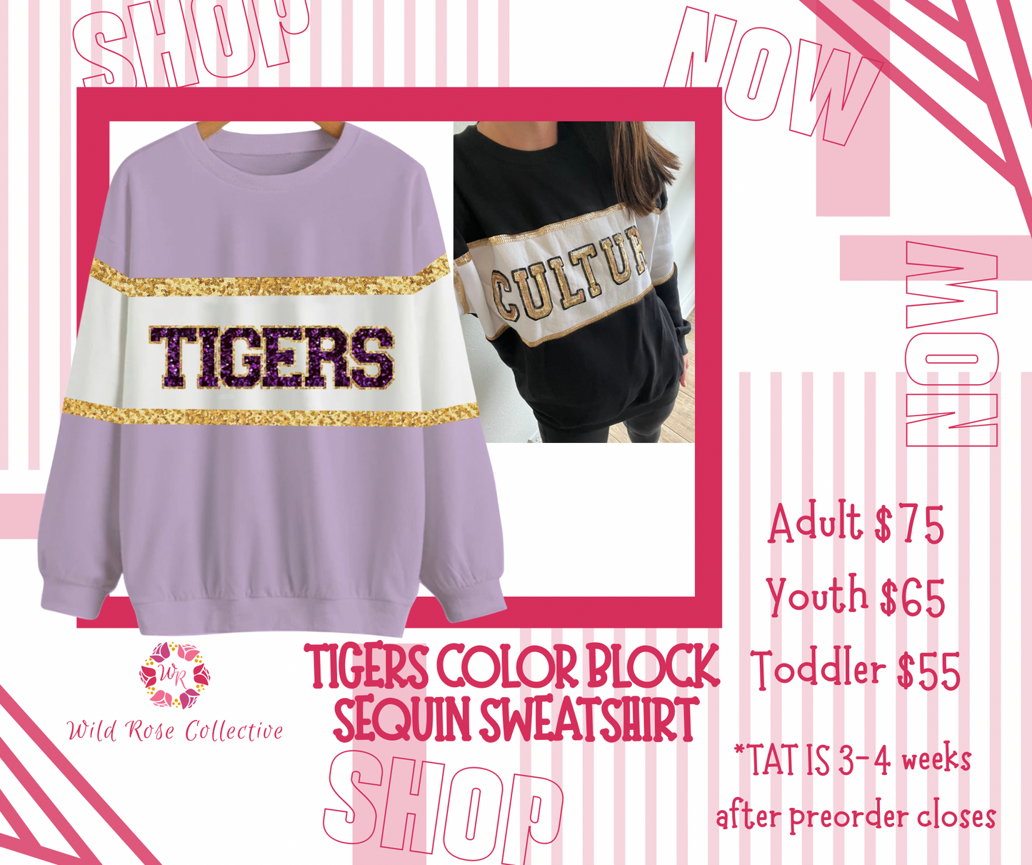 *PREORDER* Tigers Color Block Sequin Sweatshirt