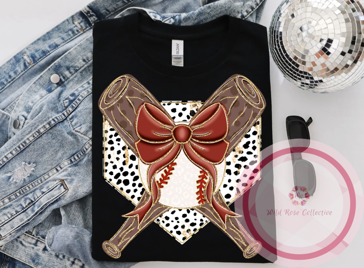 Glittery Baseball Coquette with red bow