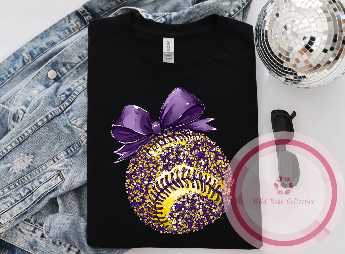 Purple & Gold Vintage Glitter Baseball