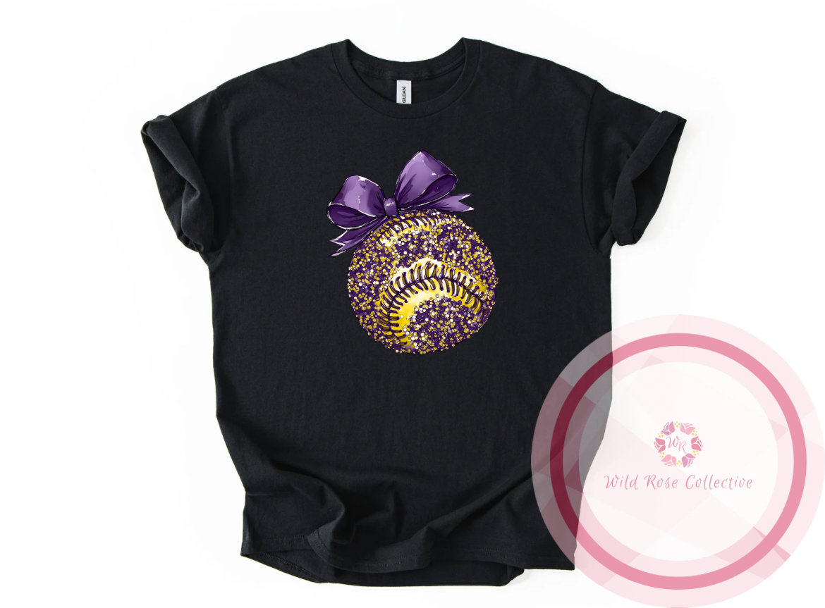 Purple & Gold Vintage Glitter Baseball