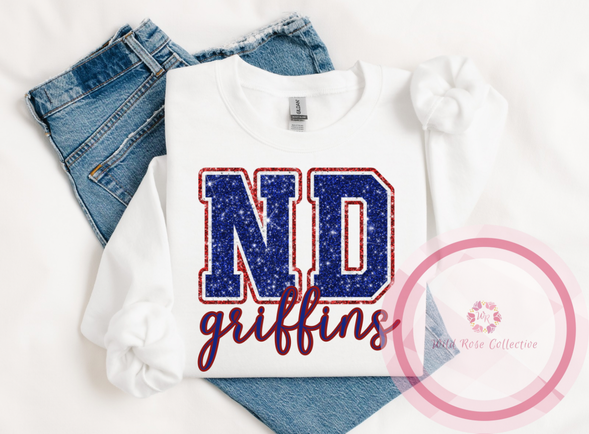 ND Griffins Glittery Varsity Letters sweatshirt