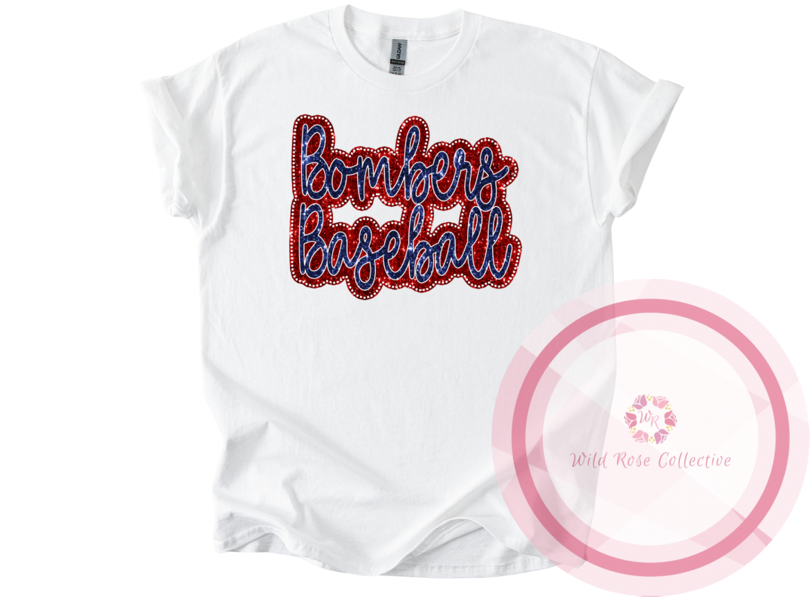 Bombers Baseball Dotted Glitter Tshirt
