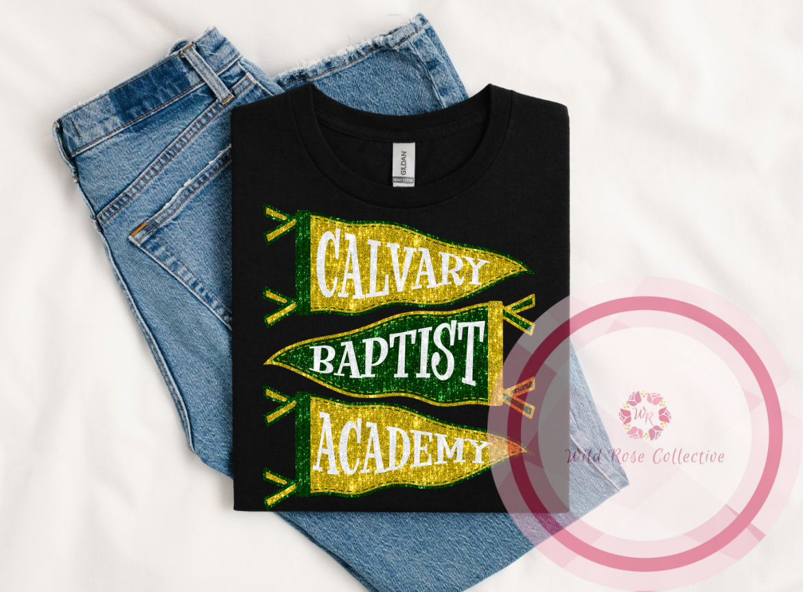 CBA Faux Sequin Pennant Flags Tshirt