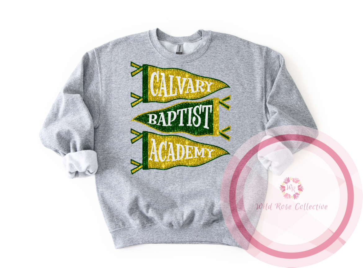 CBA Faux Sequin Pennant Flags Sweatshirt
