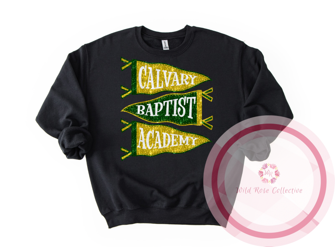 CBA Faux Sequin Pennant Flags Sweatshirt