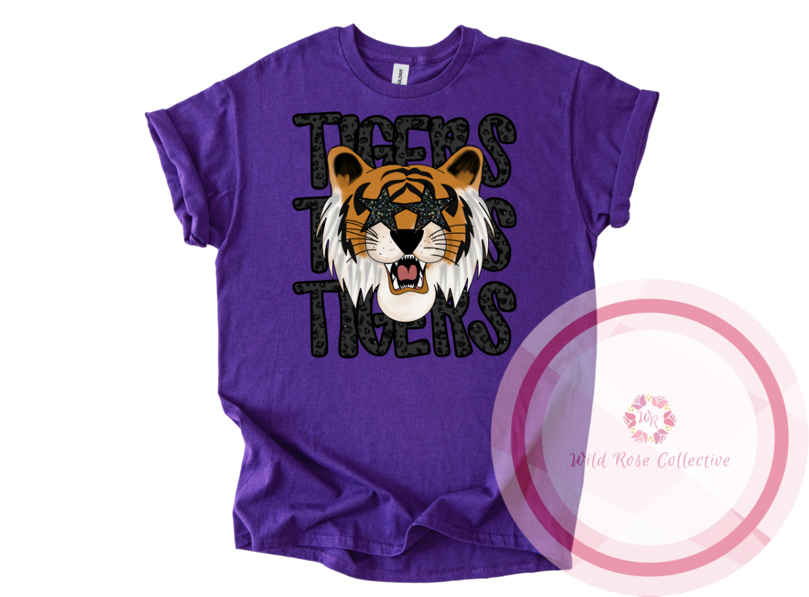 Black Leopard Preppy Tigers Tshirt