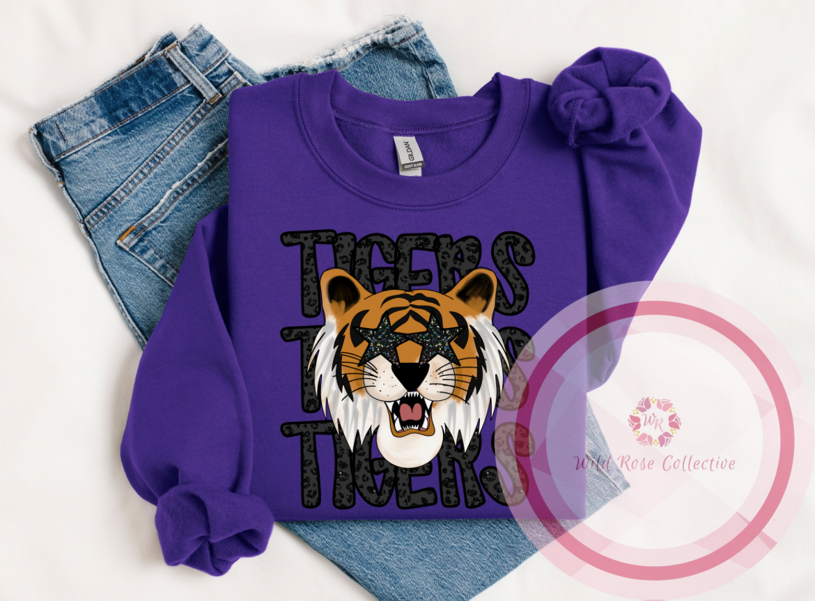 Black Leopard Preppy Tigers Sweatshirt