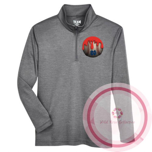 ND Baseball Drip Performance Quarter Zip - dark gray