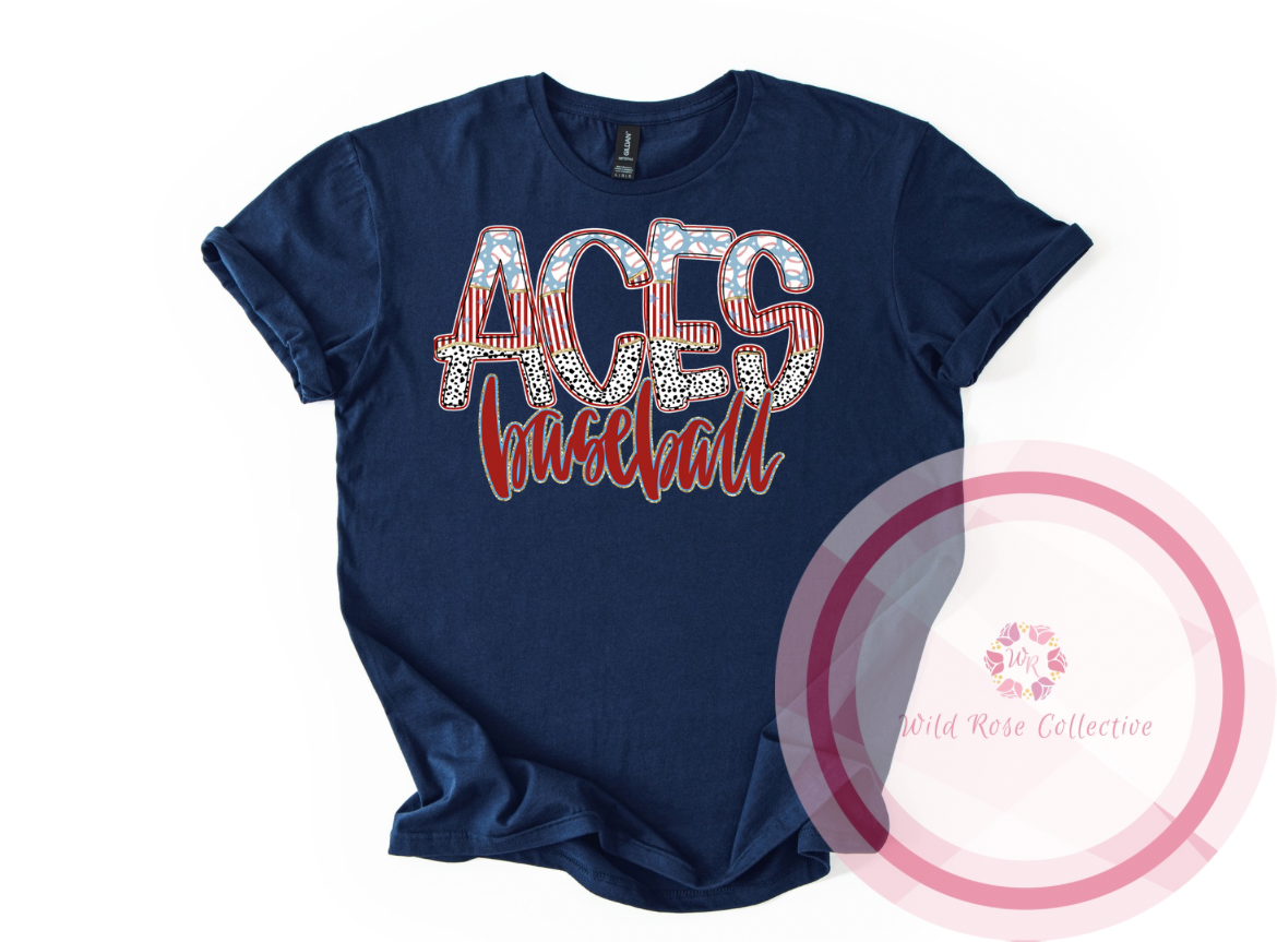 Aces Baseball Doodle Tshirt