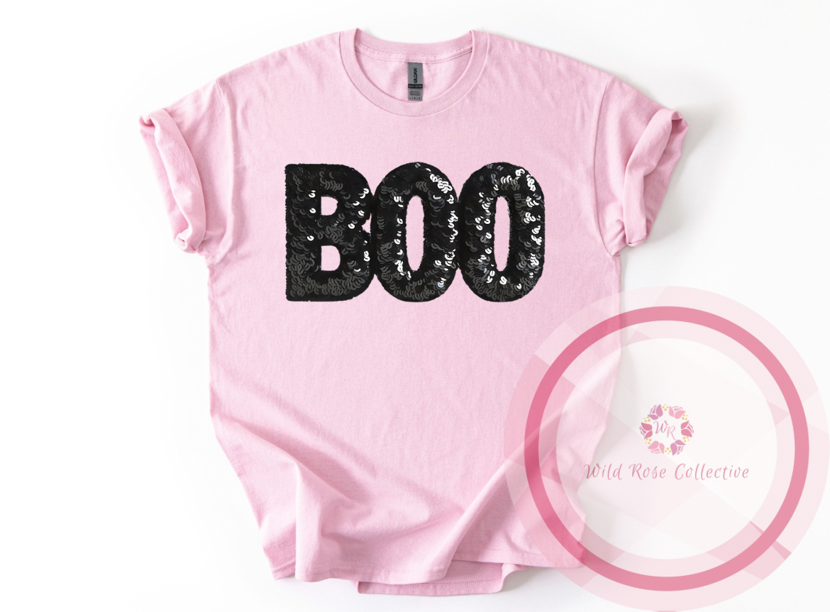 BOO Faux Sequins Tshirt