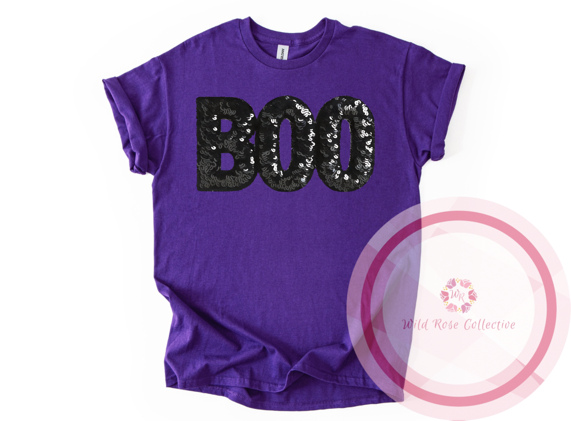 BOO Faux Sequins Tshirt