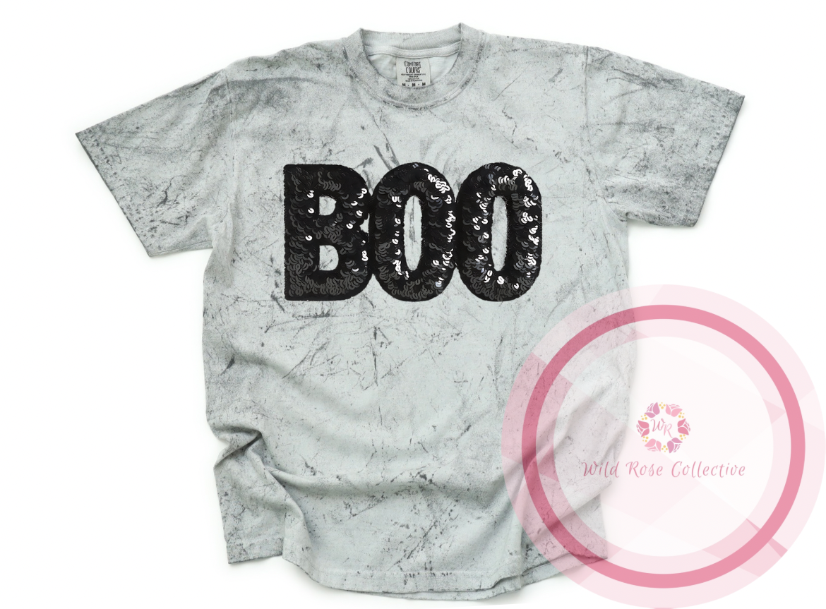 Boo Faux Sequins Color Blast Tshirt