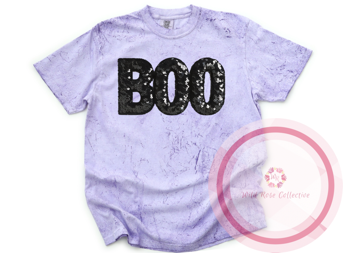 Boo Faux Sequins Color Blast Tshirt