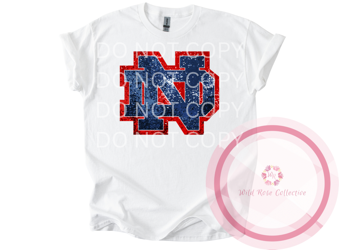 ND Logo Faux Sequins Tshirt