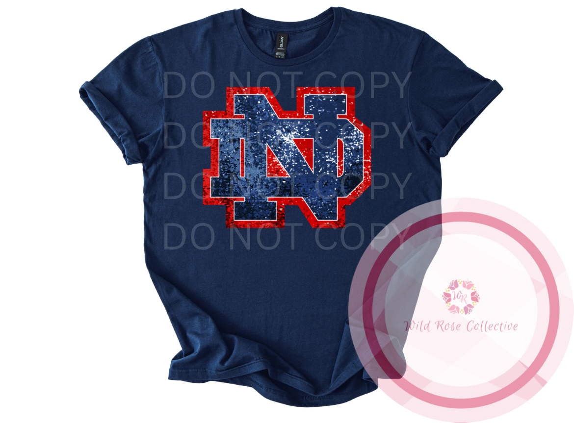 ND Logo Faux Sequins Tshirt