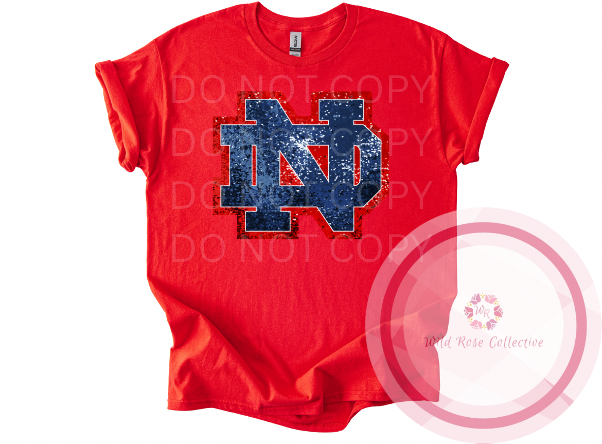 ND Logo Faux Sequins Tshirt