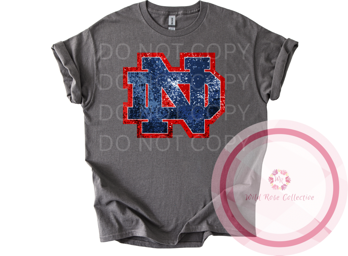 ND Logo Faux Sequins Tshirt