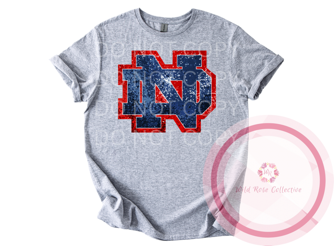 ND Logo Faux Sequins Tshirt