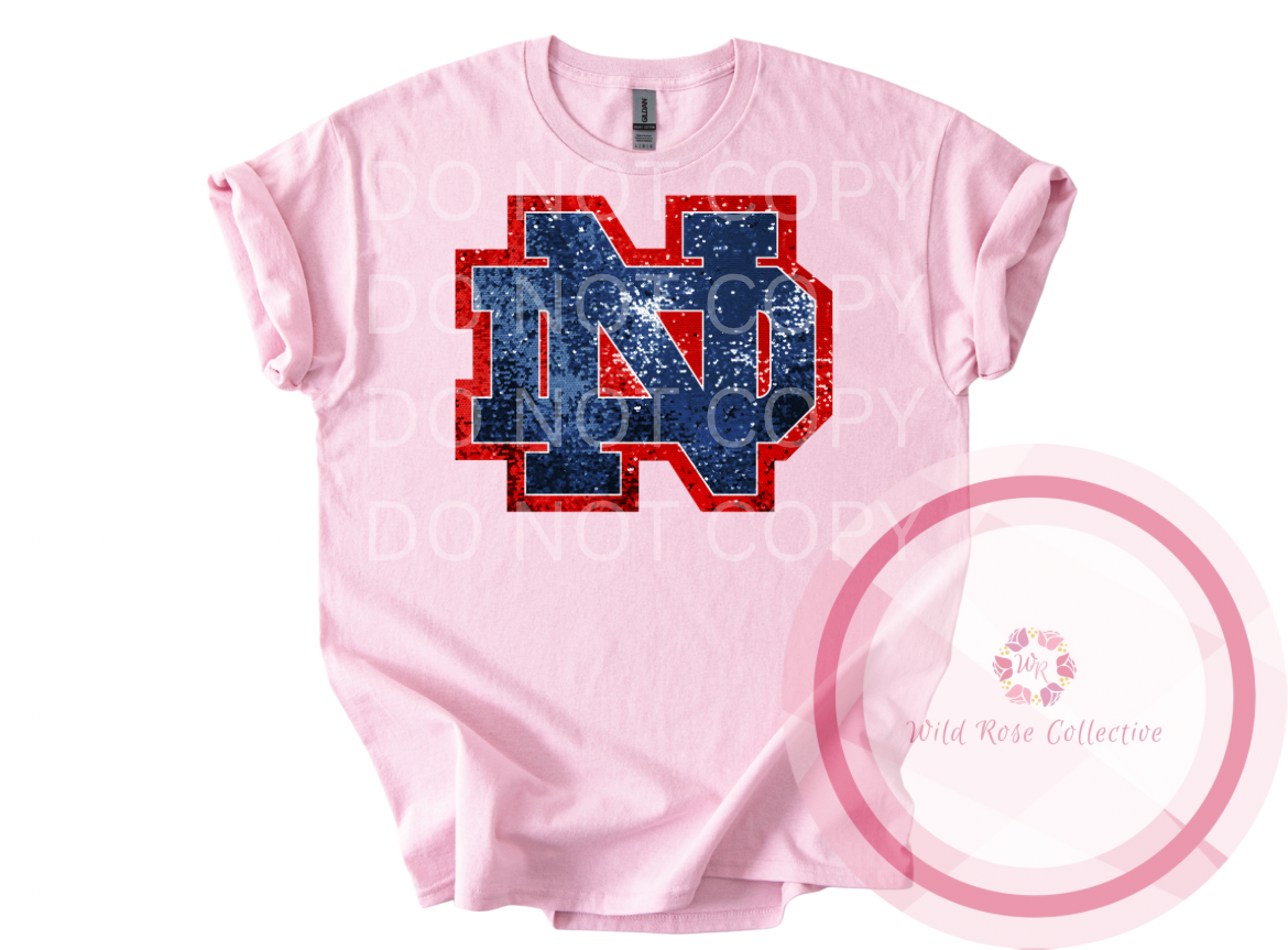 ND Logo Faux Sequins Tshirt