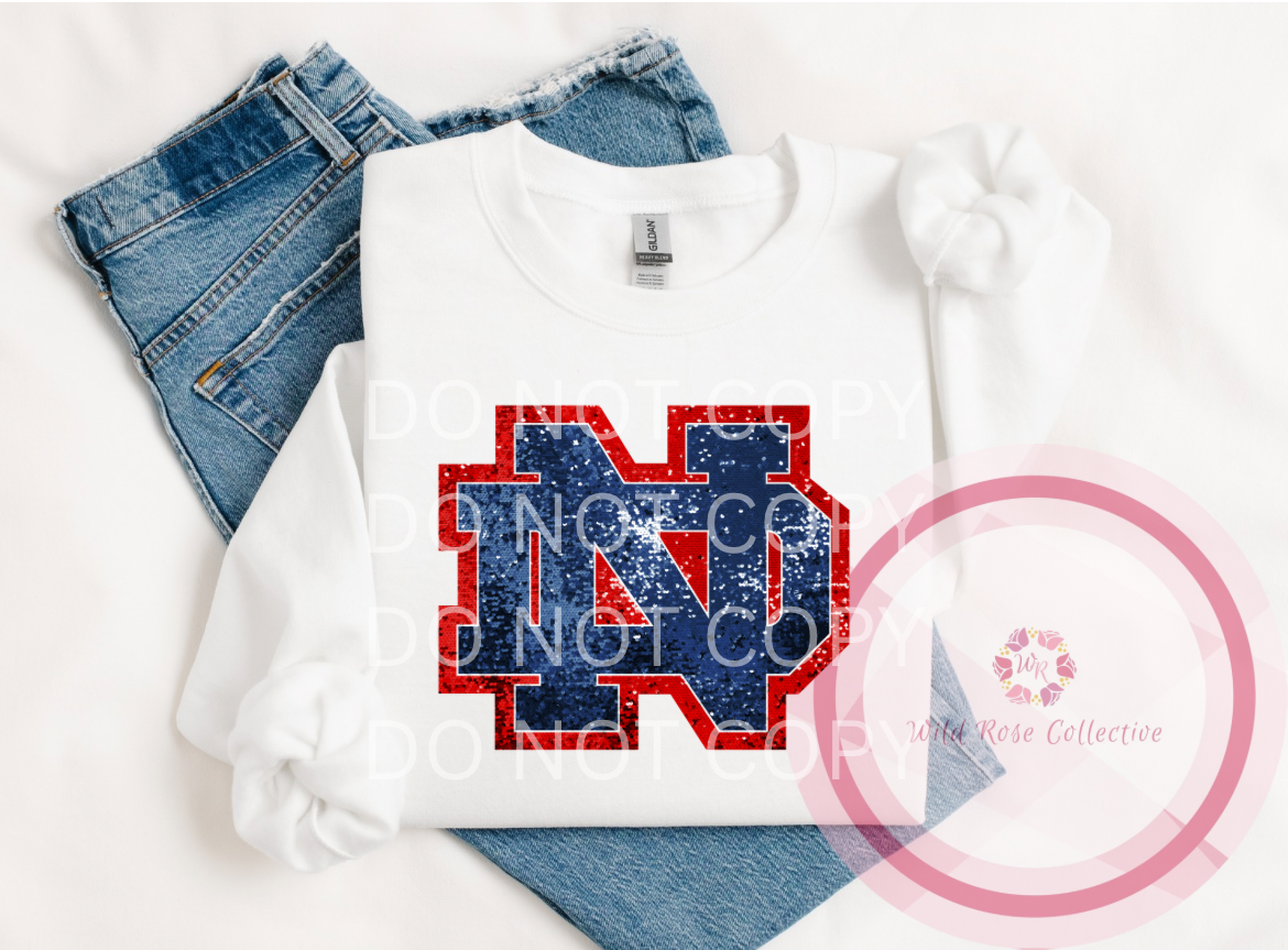 ND Logo Faux Sequins Sweatshirt