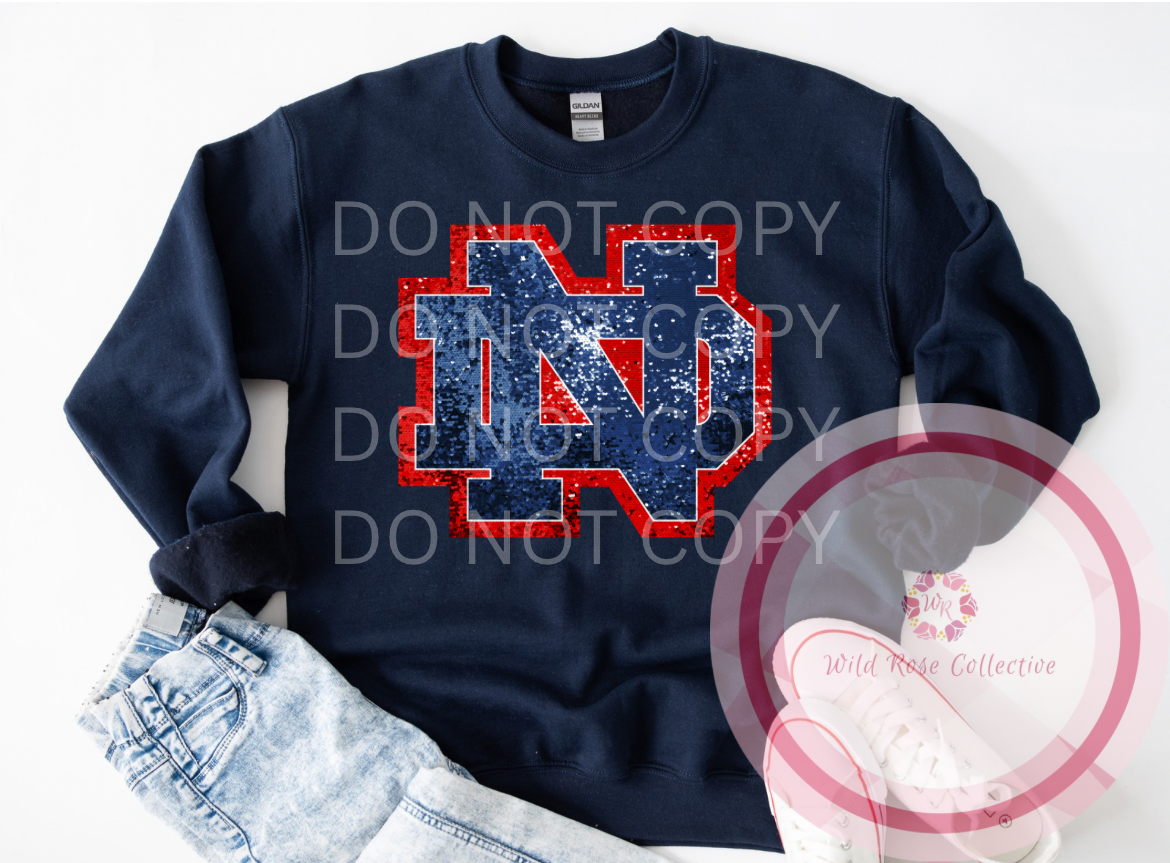 ND Logo Faux Sequins Sweatshirt