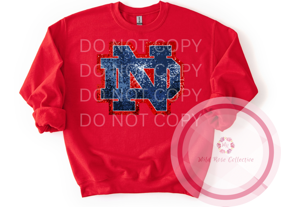 ND Logo Faux Sequins Sweatshirt