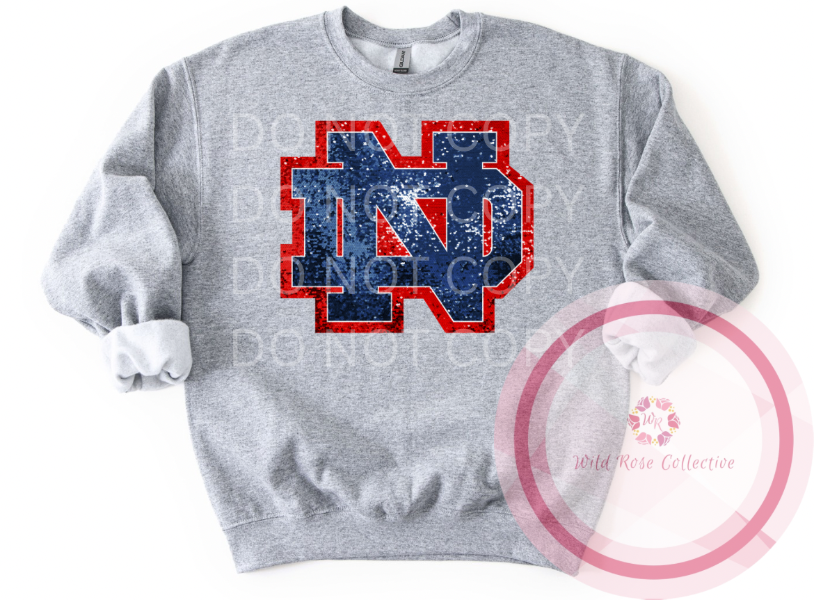 ND Logo Faux Sequins Sweatshirt