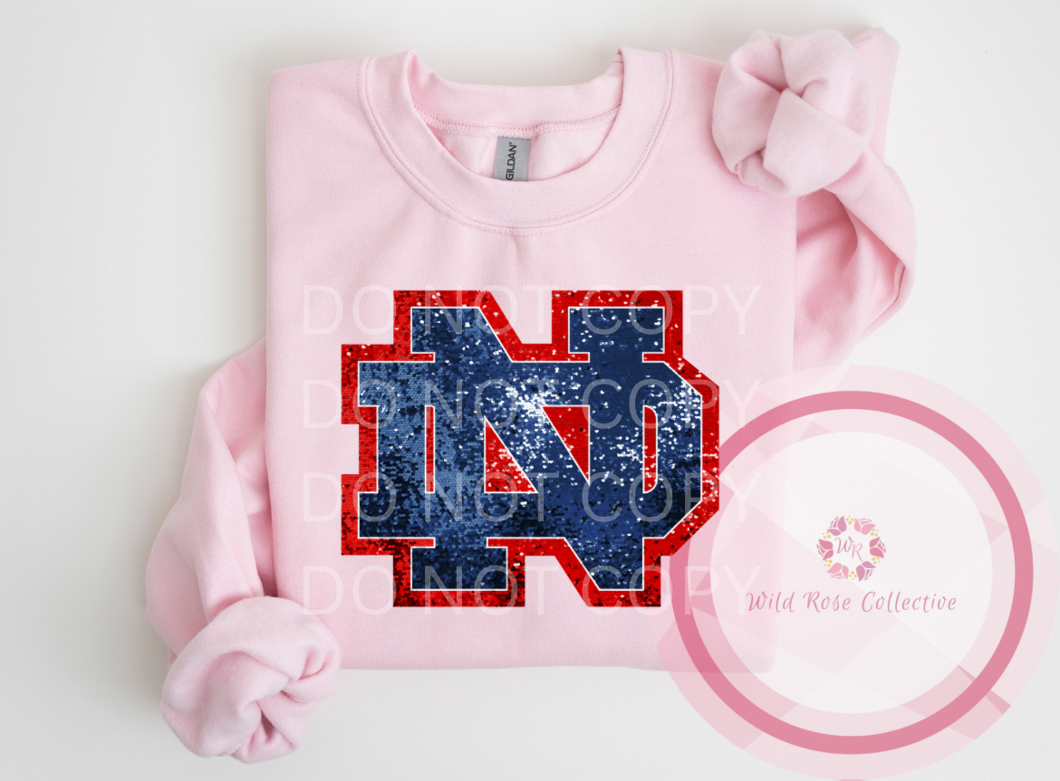 ND Logo Faux Sequins Sweatshirt