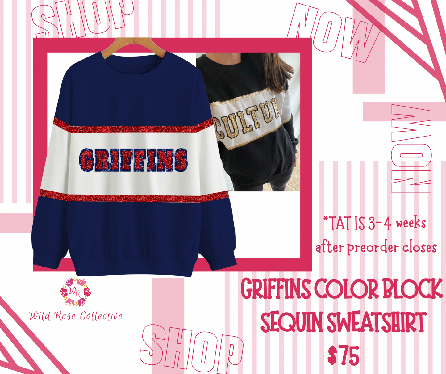 *PREORDER* Griffins Color Block Sequin Sweatshirt