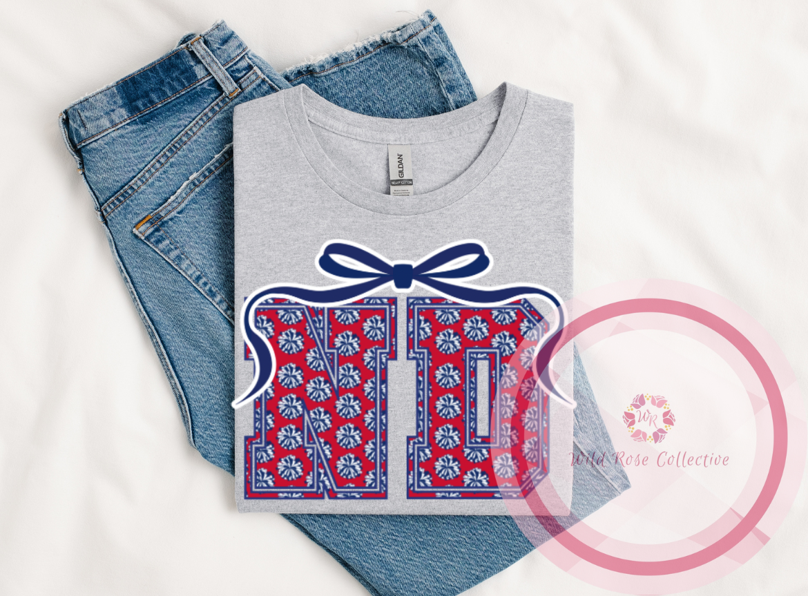 ND Pom Pom Letter Bow Shirt