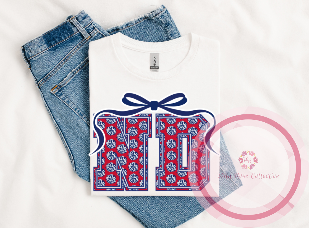 ND Pom Pom Letter Bow Shirt