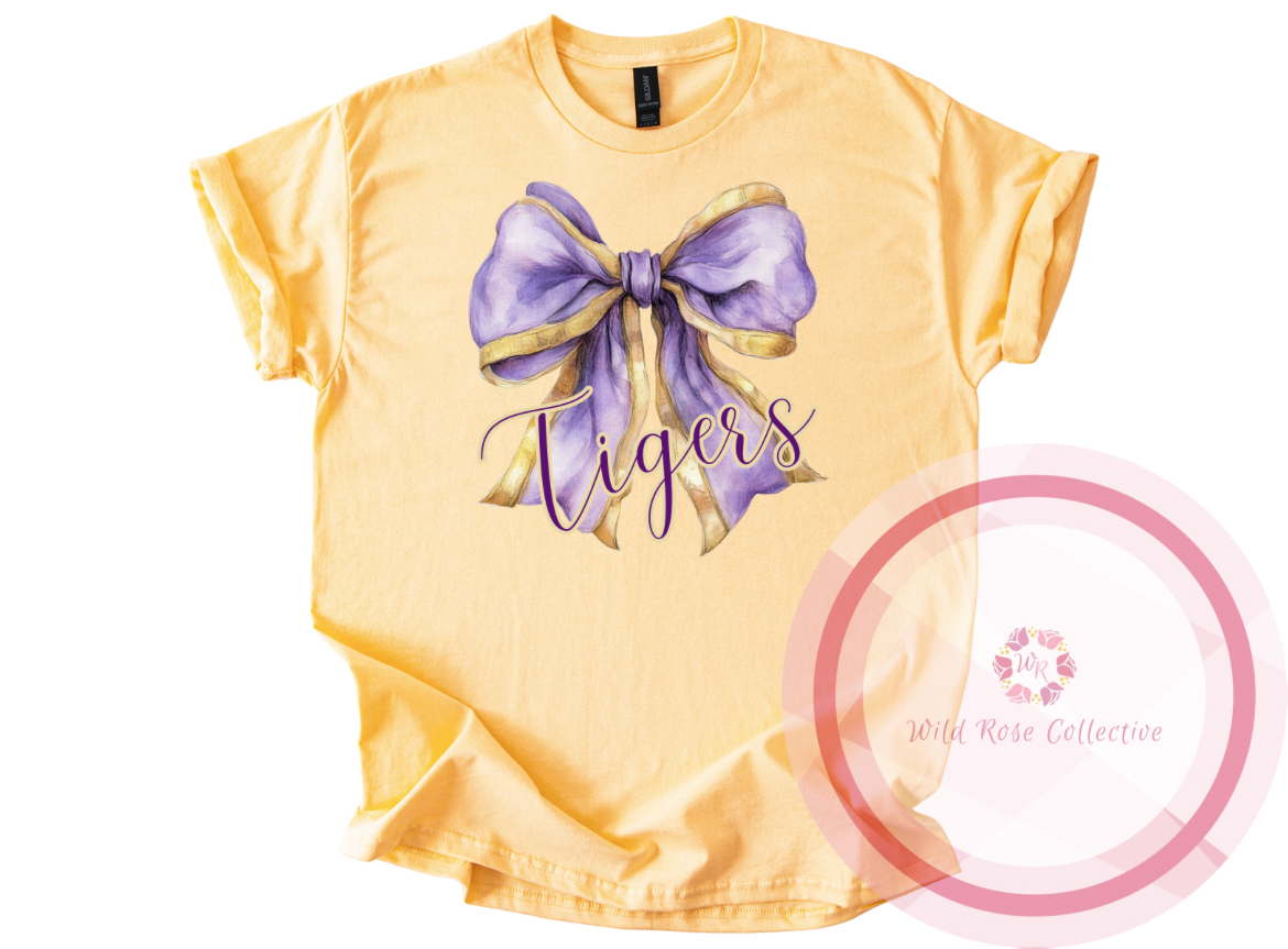 Tigers Watercolor Bow Tshirt