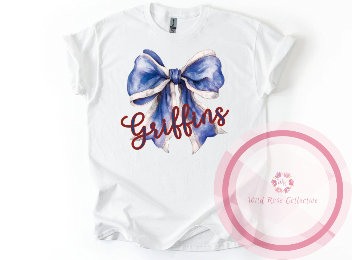 Griffins Watercolor Bow Tshirt