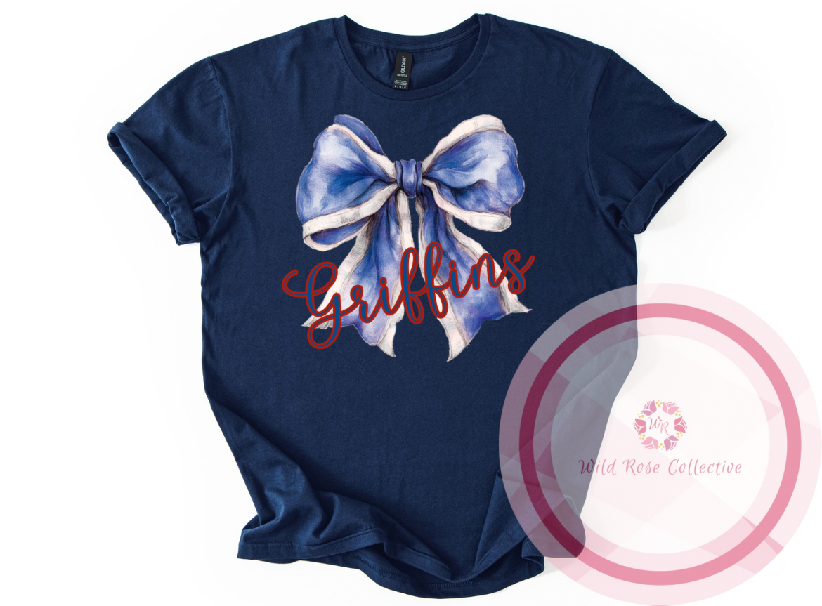 Griffins Watercolor Bow Tshirt