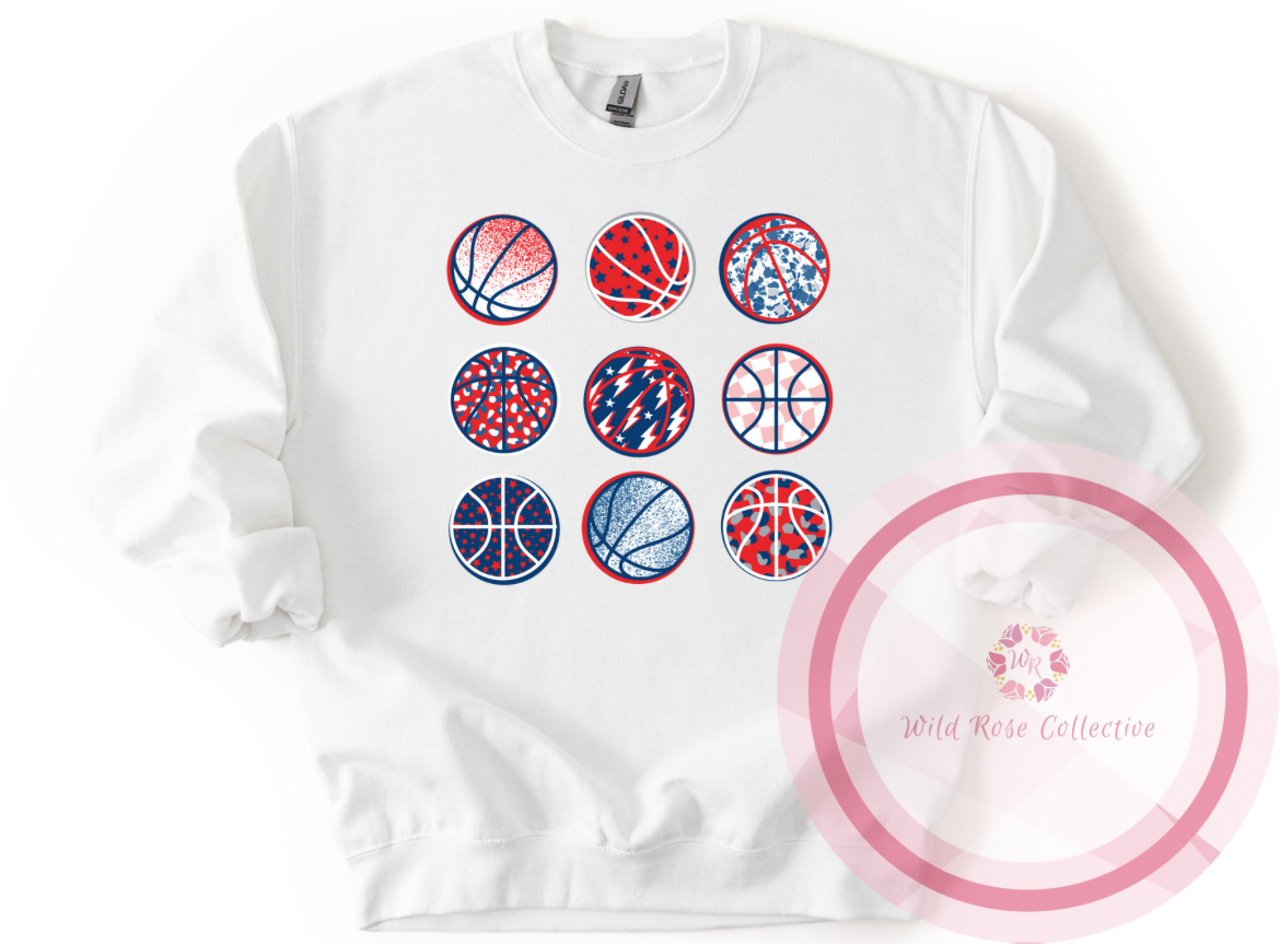 Navy & Red Basketball Sweatshirt