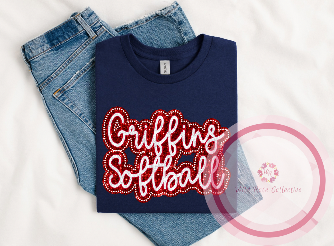 Griffins Softball Dotted Glitter Tshirt