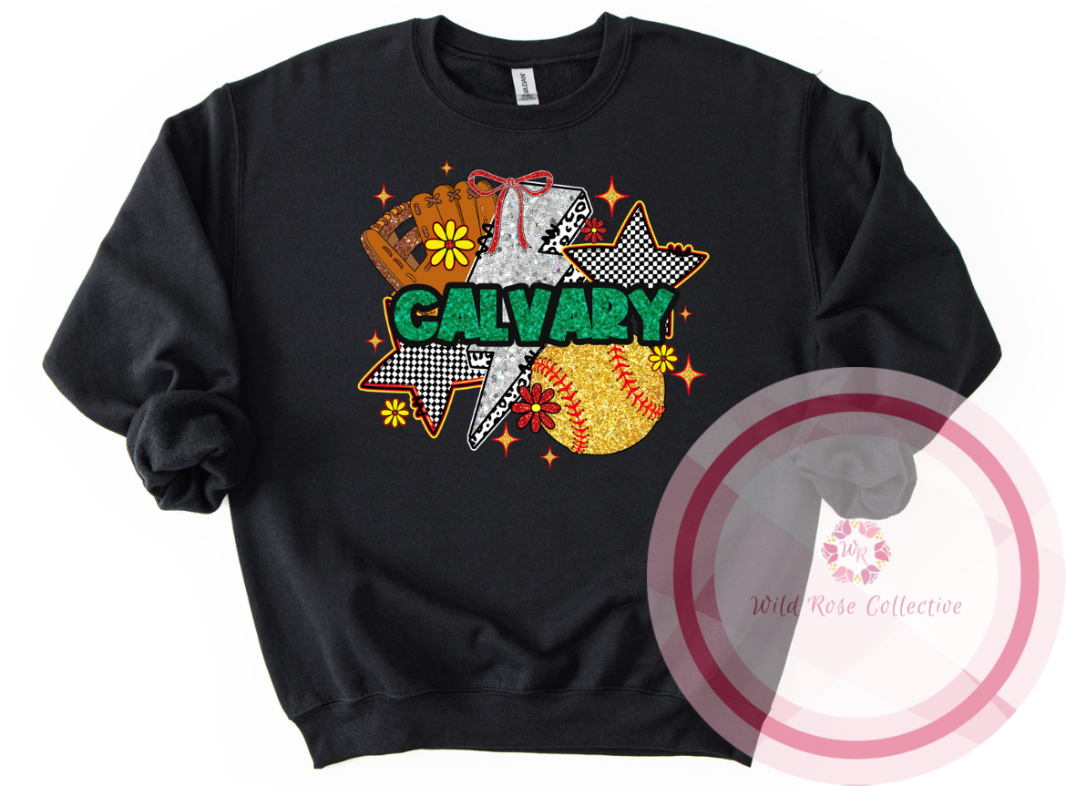 Calvary Glitter Softball Sweatshirt