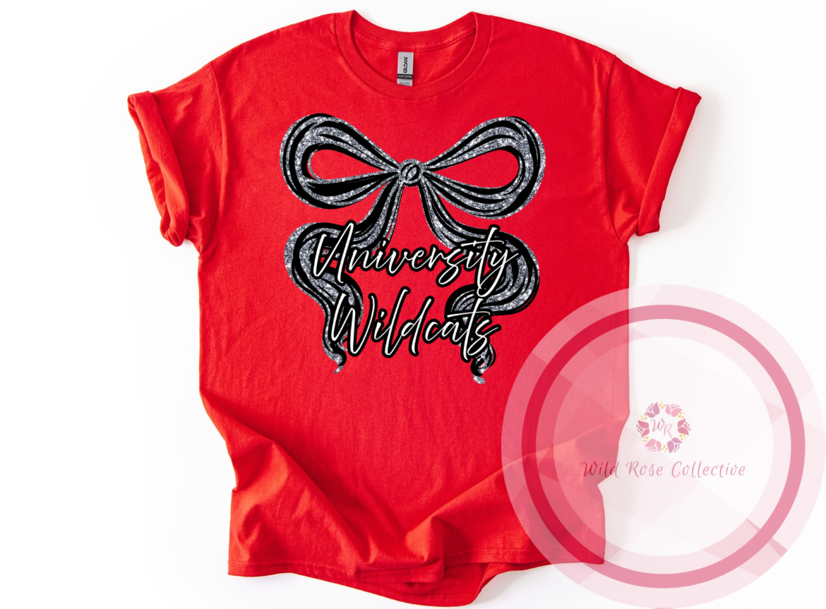 University Wildcats Brushstroke Bow Tshirt - red