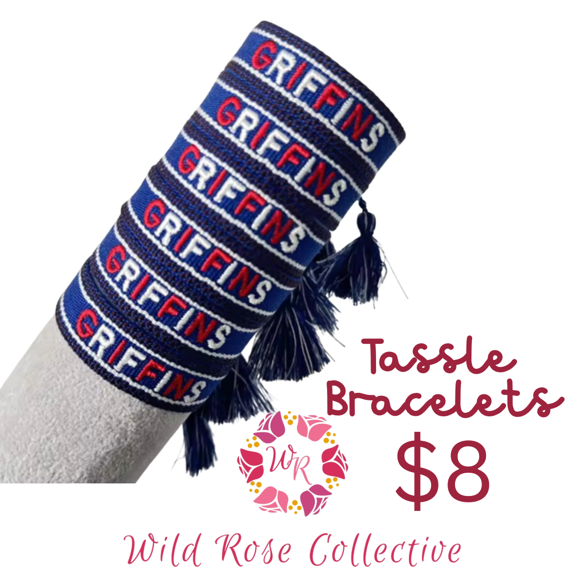Griffins Embroidered Tassle Bracelets