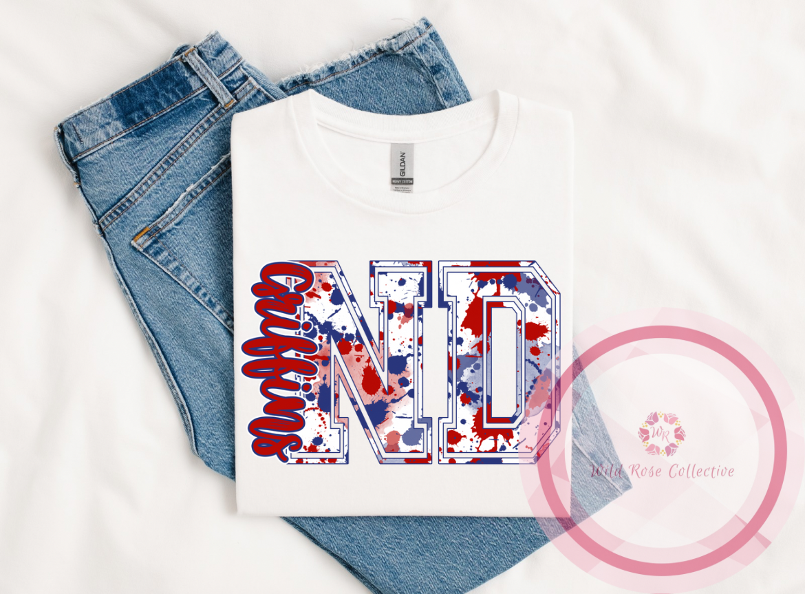 ND Griffins navy & red splatter