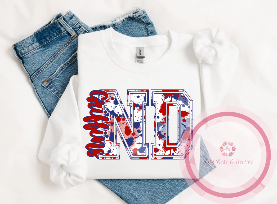 ND Griffins navy & red splatter sweatshirt