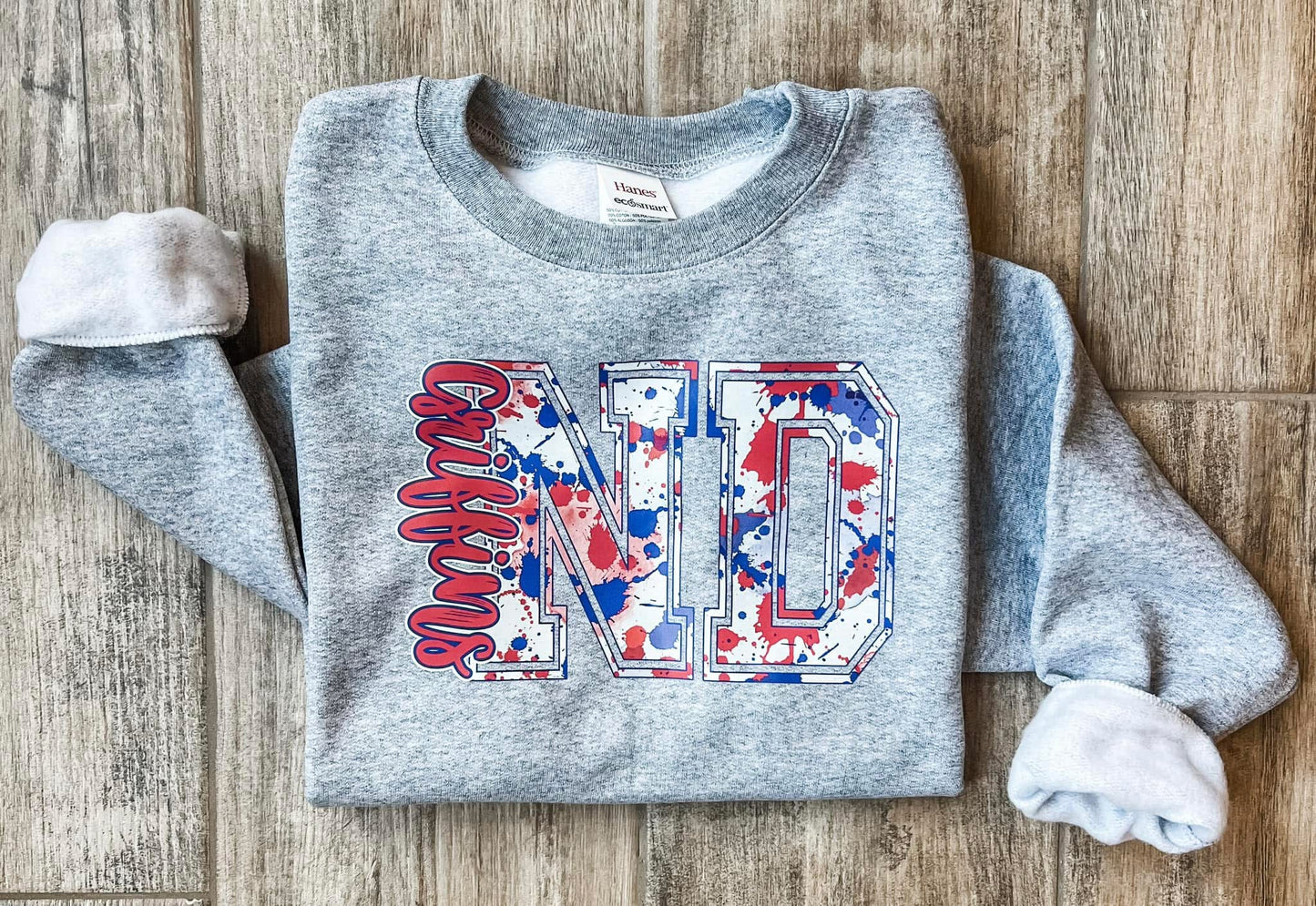 ND Griffins navy & red splatter sweatshirt