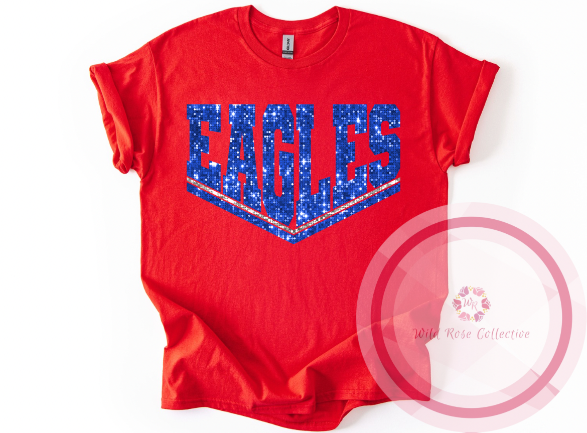 Eagles Dual Line Faux Sequins Tshirt