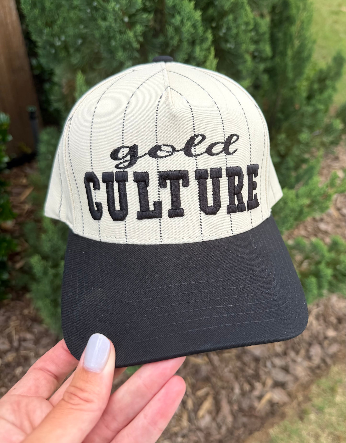 Two Tone Pinstripe Canvas Trucker Hat