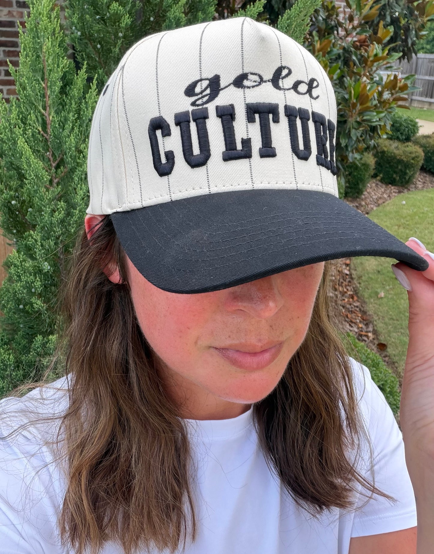 Two Tone Pinstripe Canvas Trucker Hat