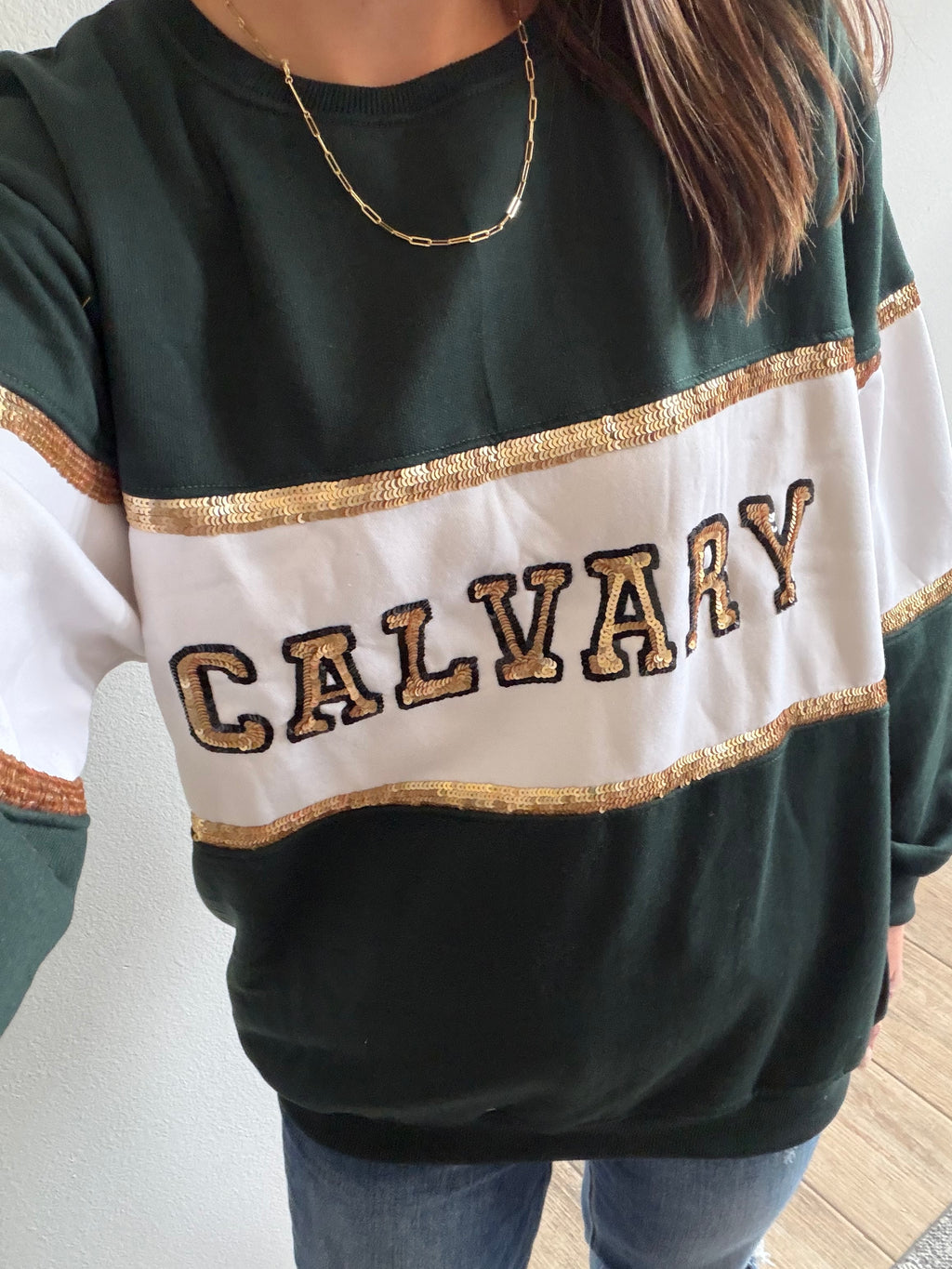 Calvary Sequin Color Block Sweatshirt
