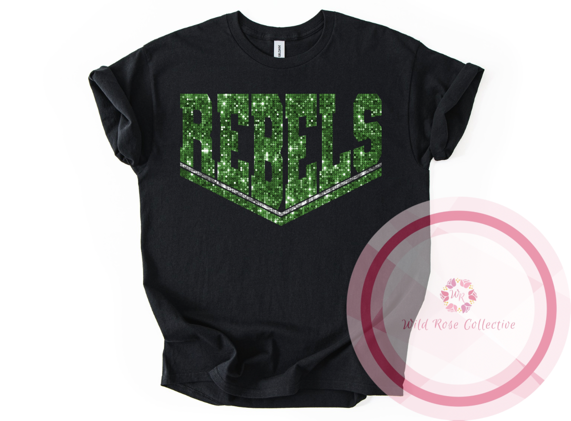 Rebels Dual Line Faux Sequins Tshirt