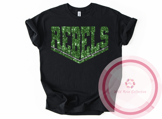 Rebels Dual Line Faux Sequins Tshirt