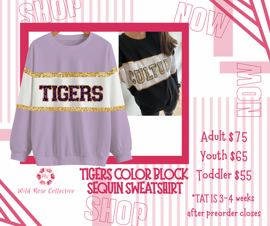 *PREORDER* Tigers Color Block Sequin Sweatshirt